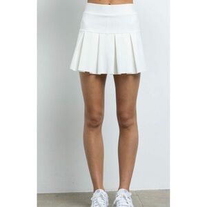 White Pleated Mini Skirt